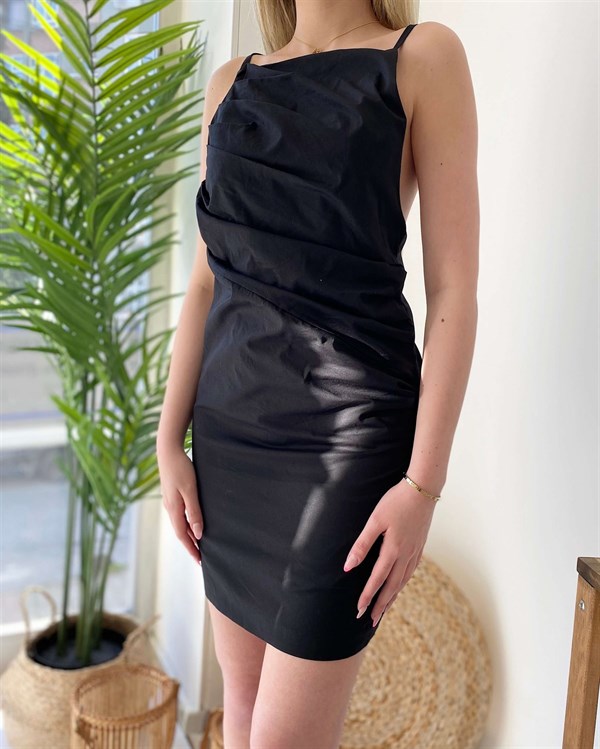 İp Askı Lara Elbise - Siyah
