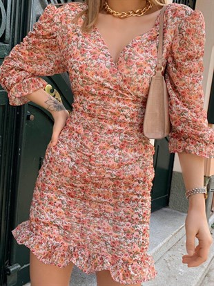 Çiçekli Şifon Elbise