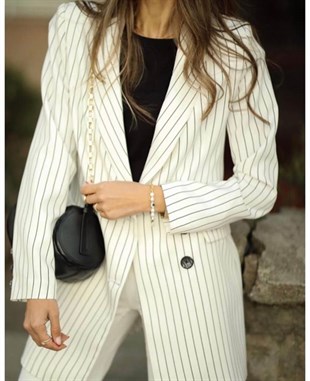Çizgili Ceket Elbise