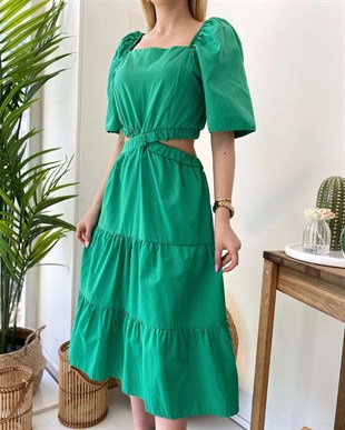Truvakar Kol Bel Dekolteli Elbise - Yeşil