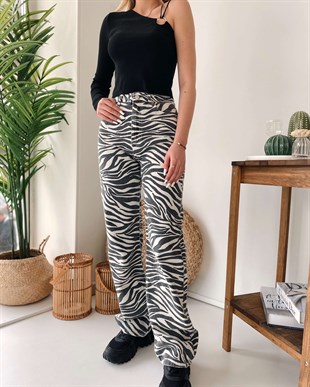 Zebra Desen Kot Pantolon